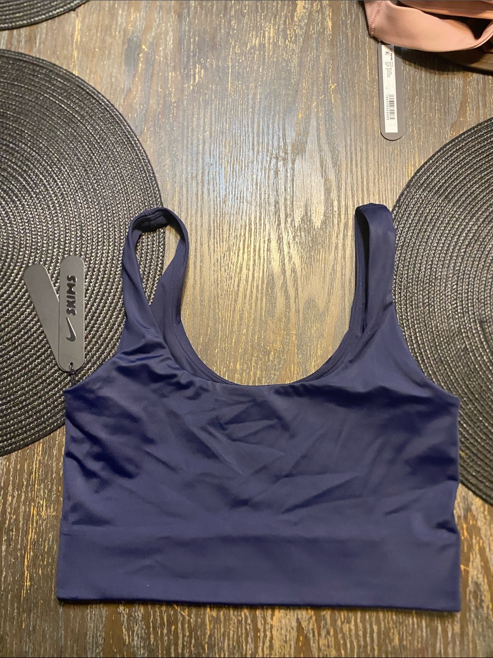 Nike- Skims shine scoop neck longline bralette XS Navy blue NWT